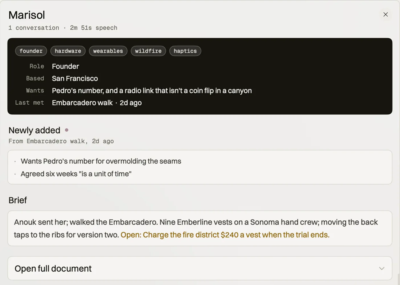 A person page in the Isper Mac app